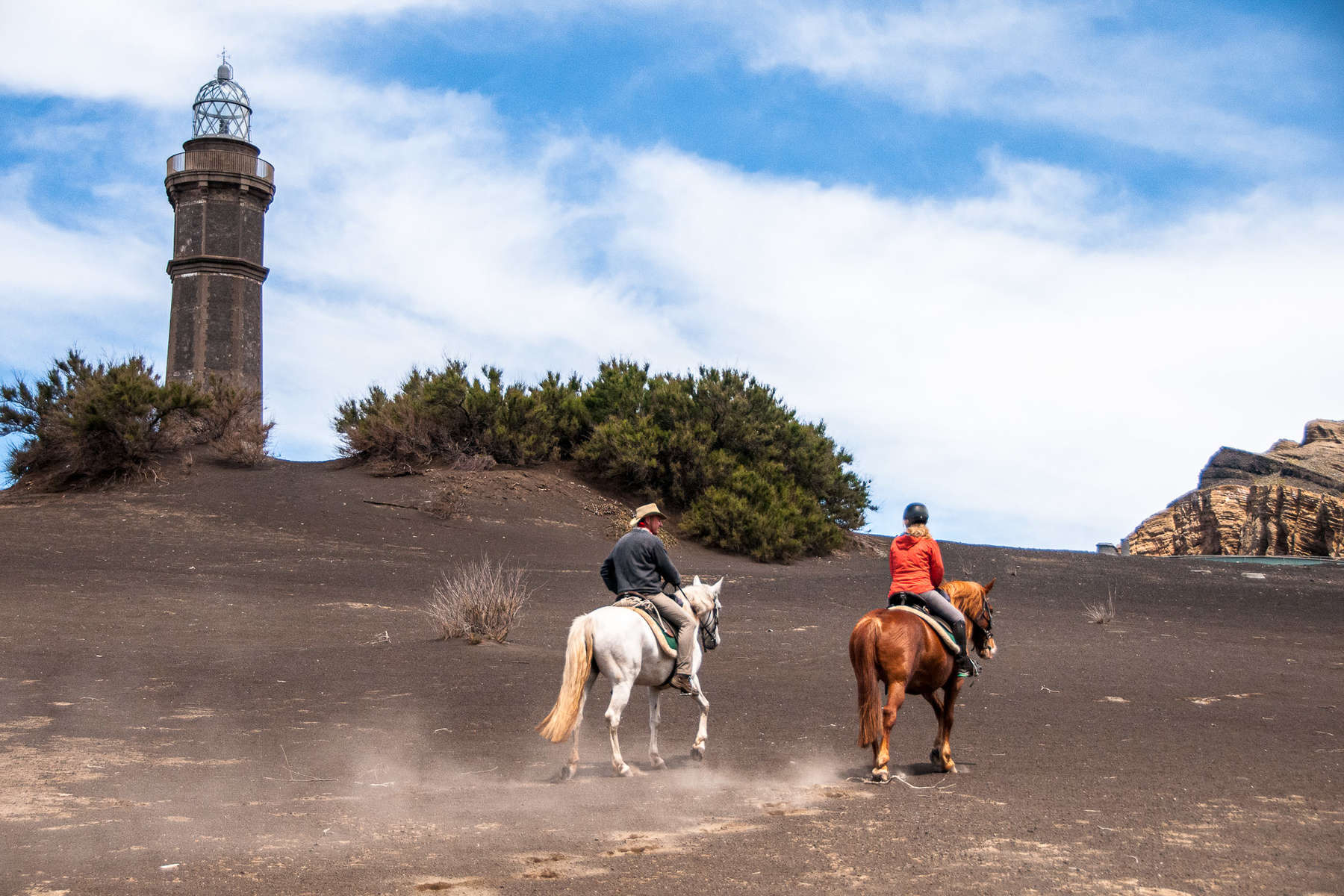 Riders enjoying a short trail to Capelinhos in the Azores