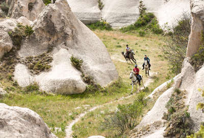 Riders on a fast riding holiday in Cappadocia in Turkey