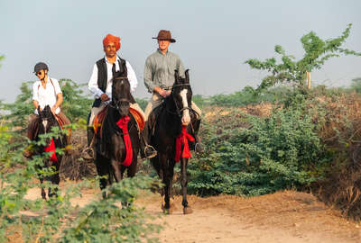 Riders riding across Rajasthan on beautful Marwari horses