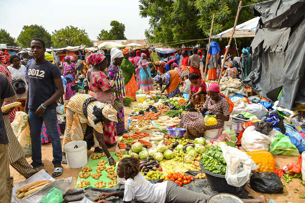 A busy market in Senegal