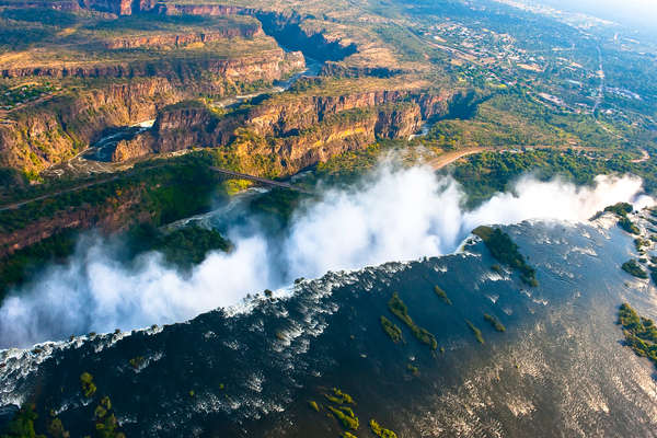Aerial view of Victoria Falls in Zimbabwe