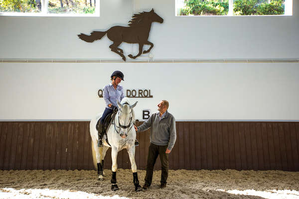 Dressage rider during a dressage lesson at Quinta do Rol