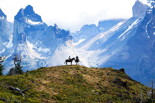Horse riding trail in chilean patagonia