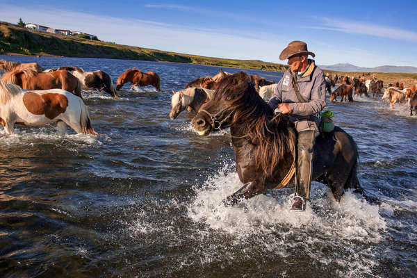 Icelandic farmer on horseback in the  Snæfellsnes peninsula