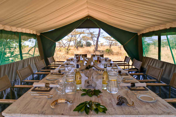 Mess tent on a riding safari with Safari Unlimited in Kenya