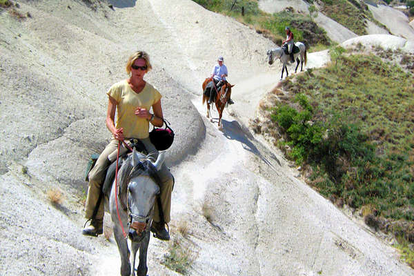 Riders and horses trail riding in Turkey