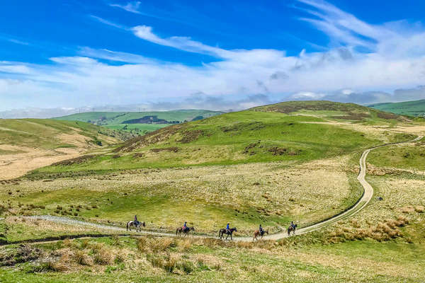 Riders on a trail riding expedition in Wales