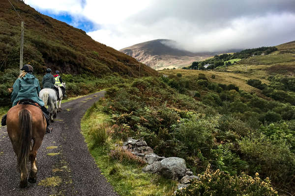 Riders on a trail riding holiday in Ireland, Ring of Kerry