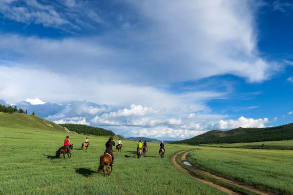 Riders ready to canter in Mongolia