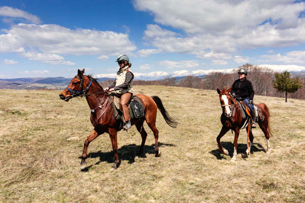 Trail riders in Bulgaria on a horseback vacation