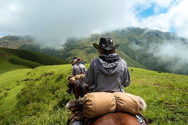 Trail riding in The High Andes Argentina