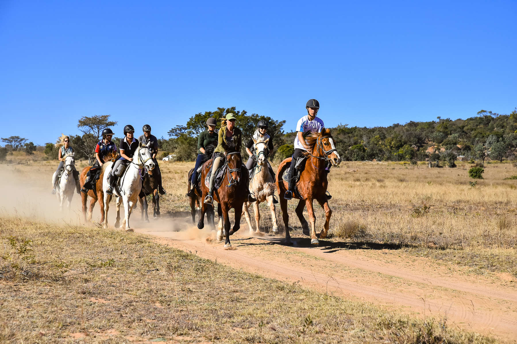 Group of riders on a riding safari in Africa