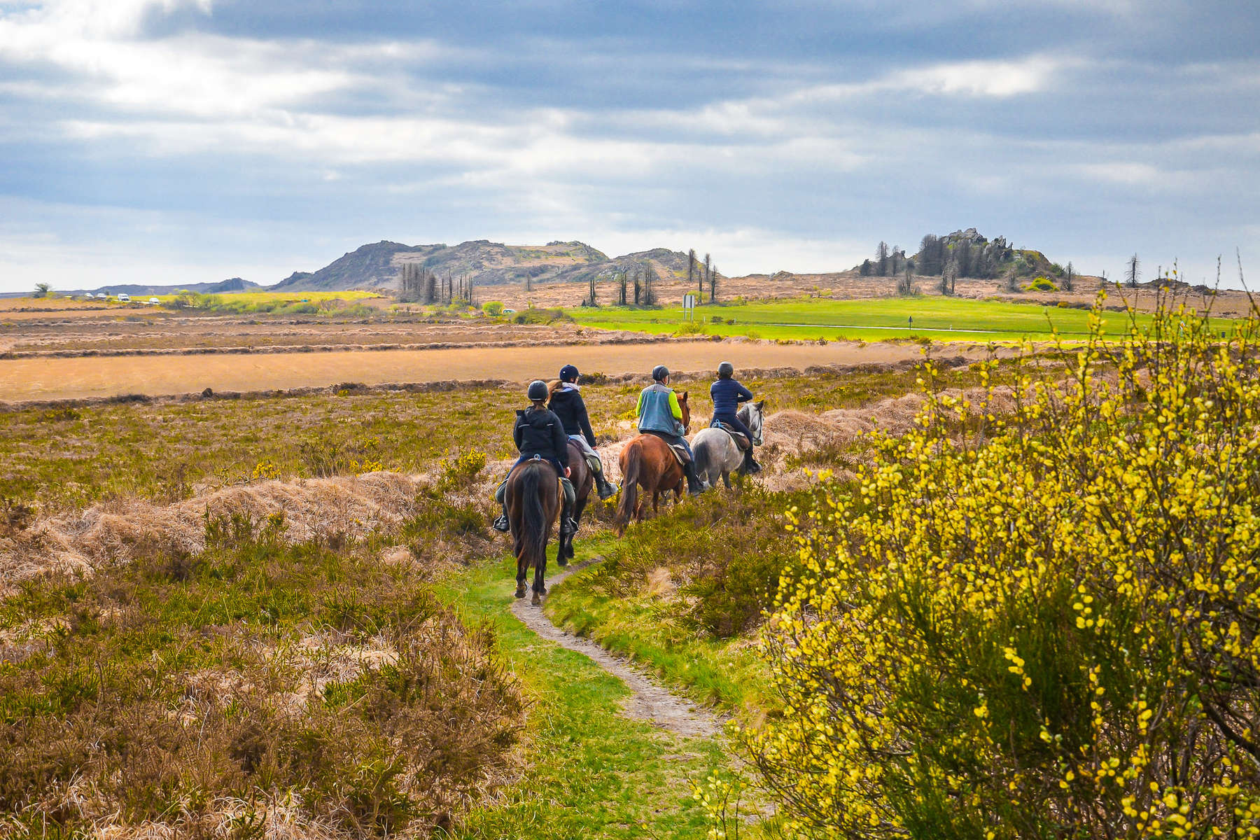 Horseback riders in the Arrées mountains in Brittany