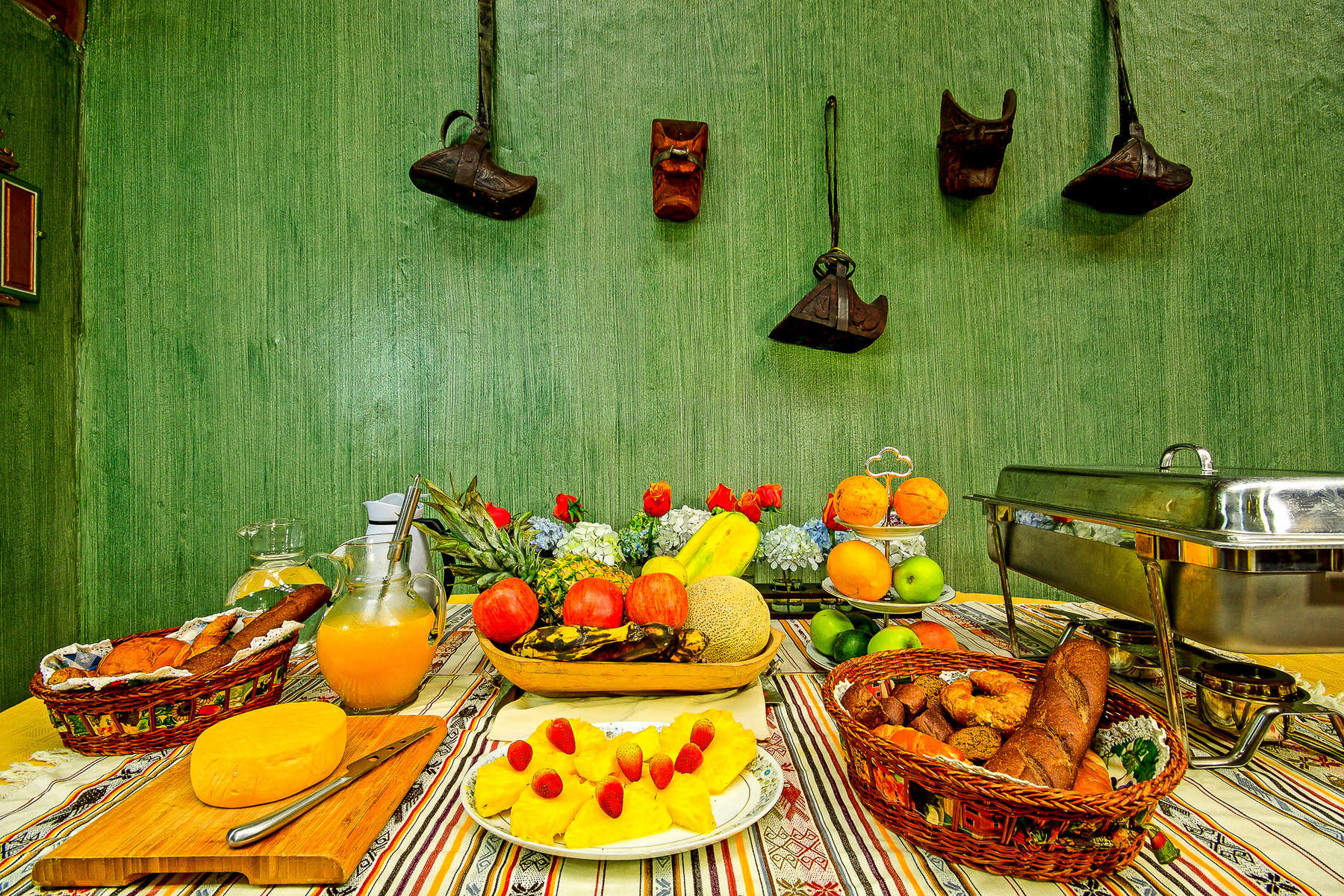 Meal set out for riders on a trail riding holiday in Ecuador