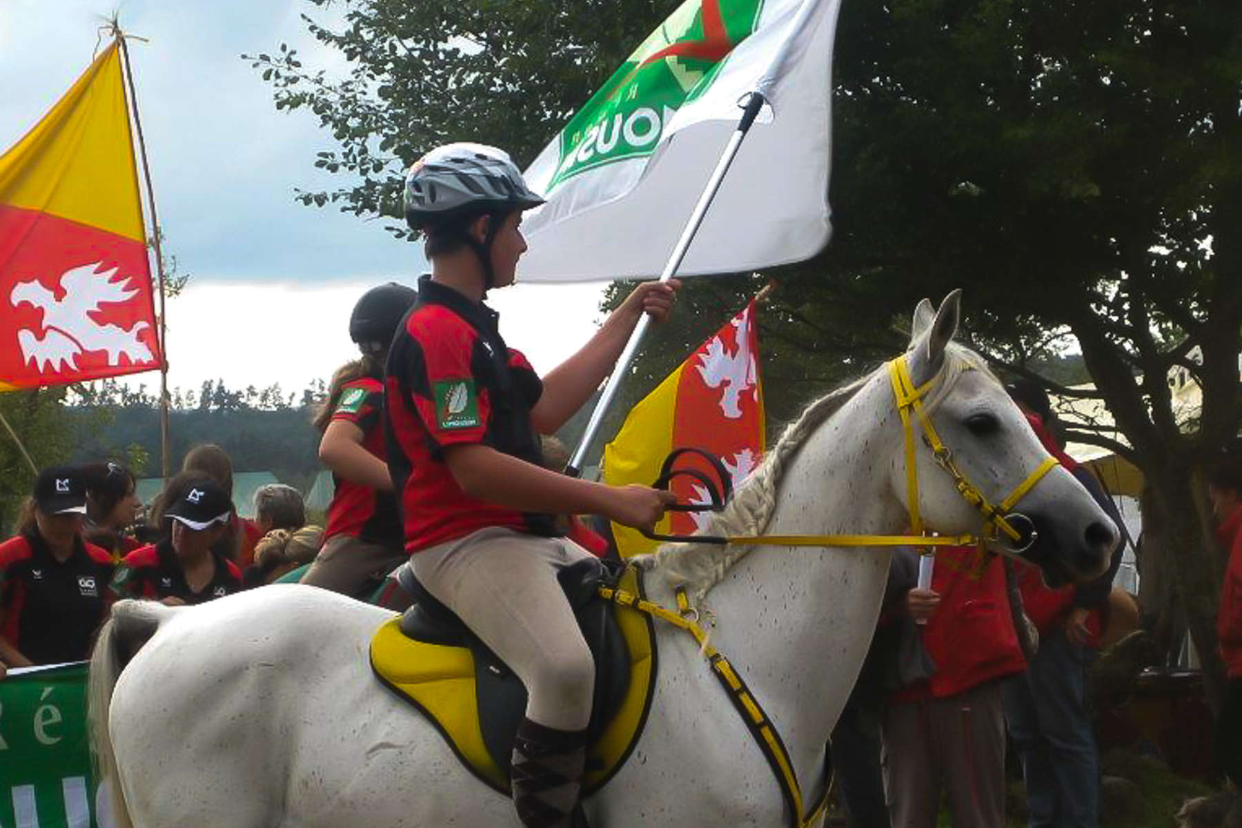 Rider getting ready for an endurance race