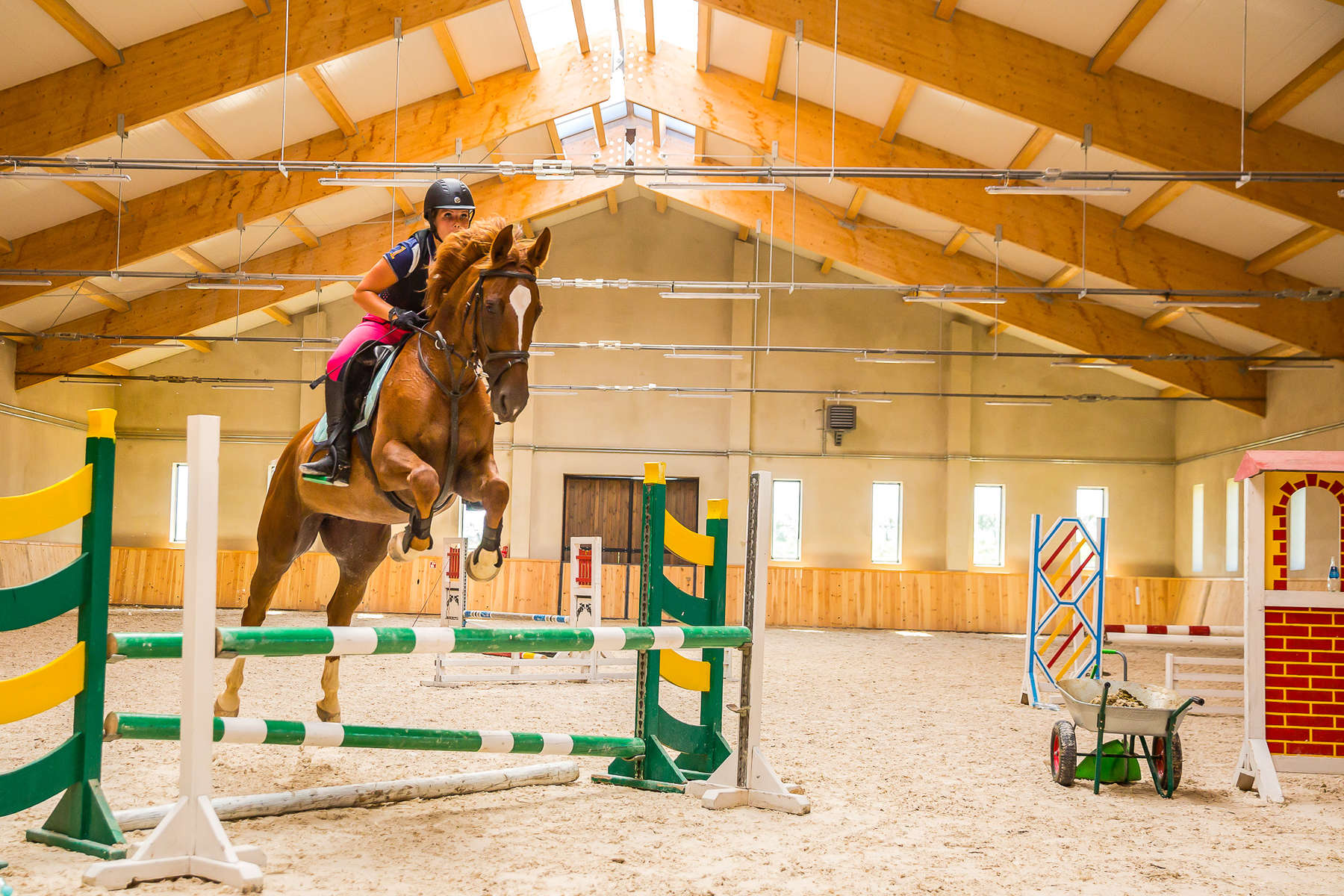 Rider jumping obstacle course in Poland