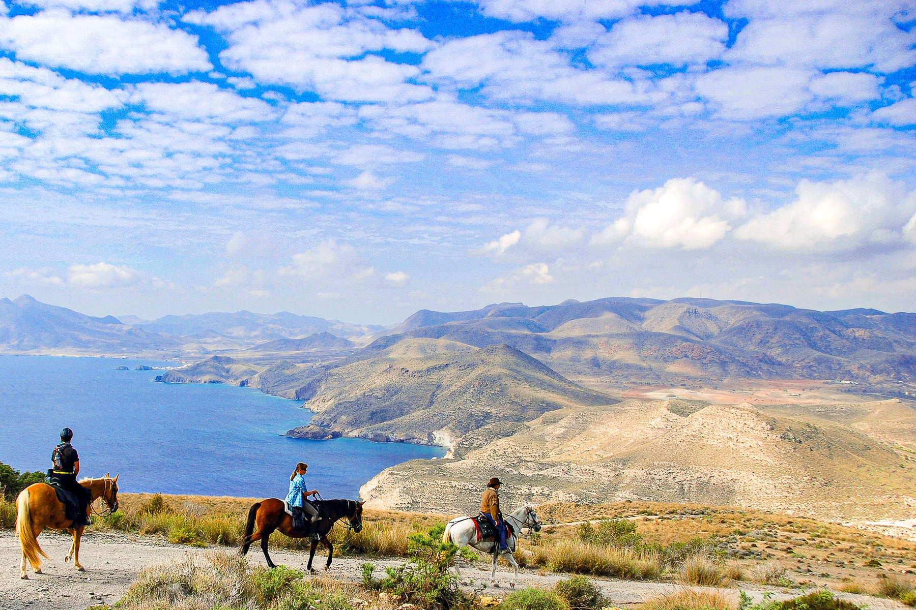 Riders enjoying a scenic trail ride in Southern Spain