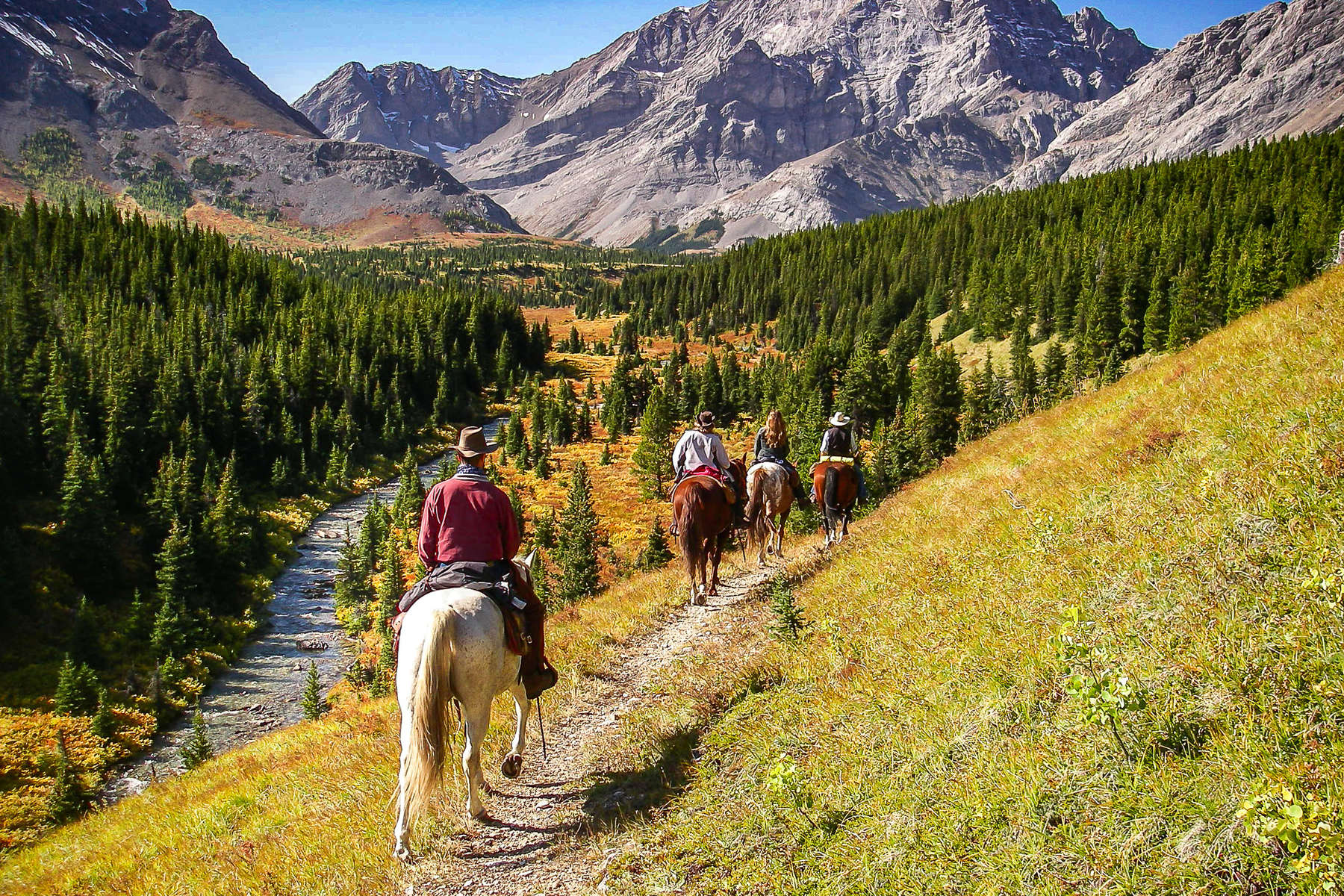 Riders in the Kananaskis, in western Canada