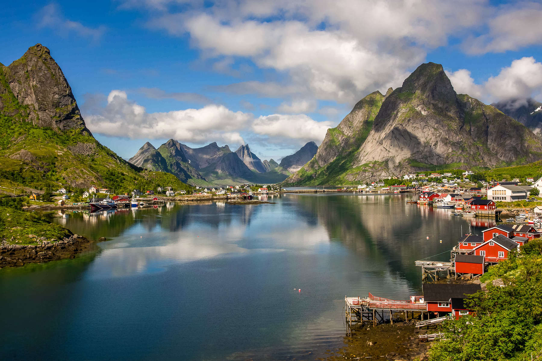 View of a small harbour in the Lofoten Islands