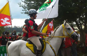 Rider getting ready for an endurance race