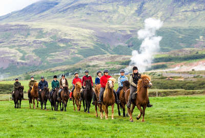 Group of riders riding in Iceland