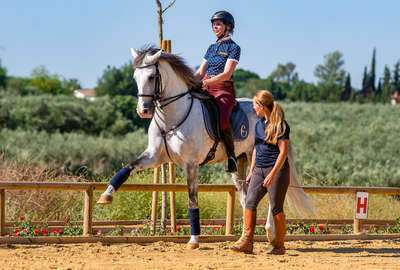 Rider enjoying a dressage lesson at Epona