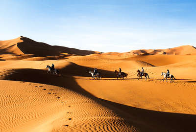 Trail riding in Morocco's Sahara Desert