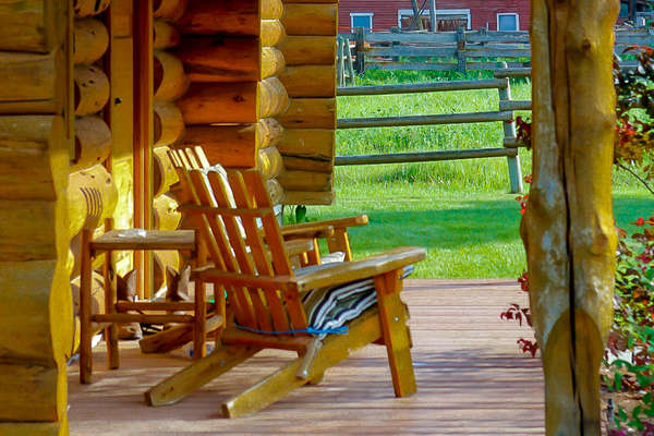 A cabin at the Three Bar Guest ranch holiday