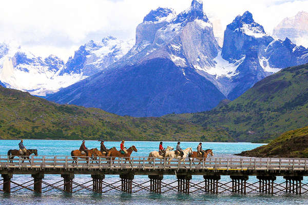 A horseback trail riding in the Torres del Paine 