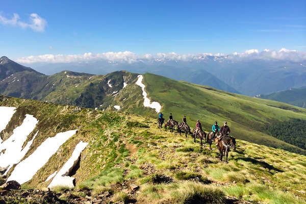 Group of riders in the Pyrenees