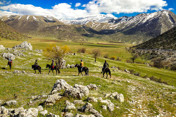 Group of riders on an Albanian riding holiday