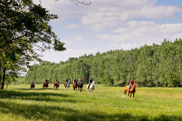 Group of riders on the Puszta Plains Trail