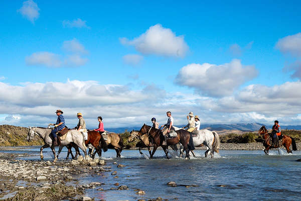 Horse trail ride in chilean Patagonia