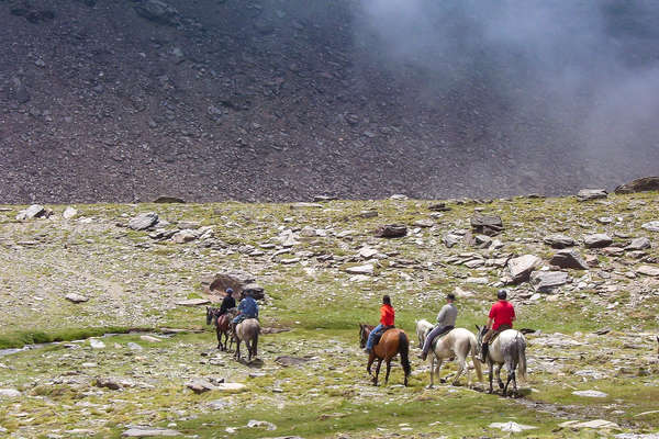 Horseback trail across the peaks of Sierra Nevada