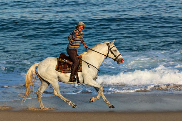 Lead guide Miguel on the Bottlenose trail ride in Portugal