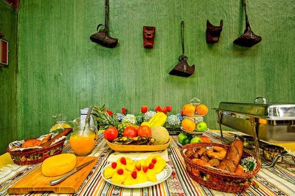 Meal set out for riders on a trail riding holiday in Ecuador