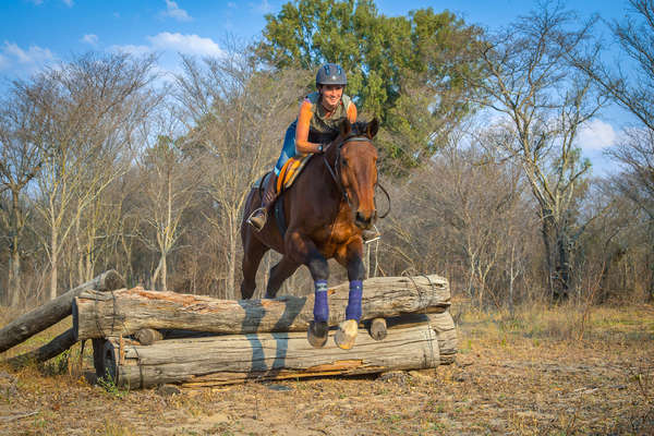 Rider jumping over a jump at Horizon safaris