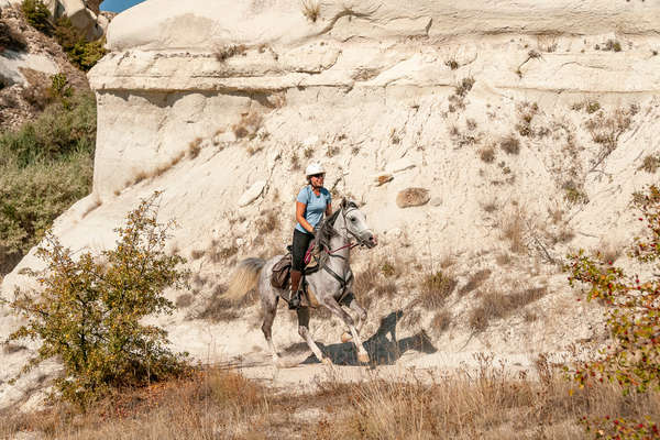 Rider riding an Anatolian horse in Turkey