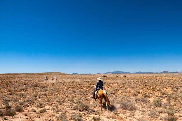 Riders crossing the Wild West of America