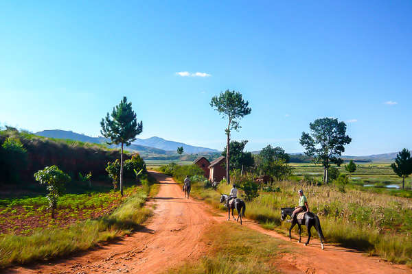 Riders exploring the countryside in Madagascar