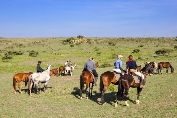 Riders in the Serengeti, in Tanzania