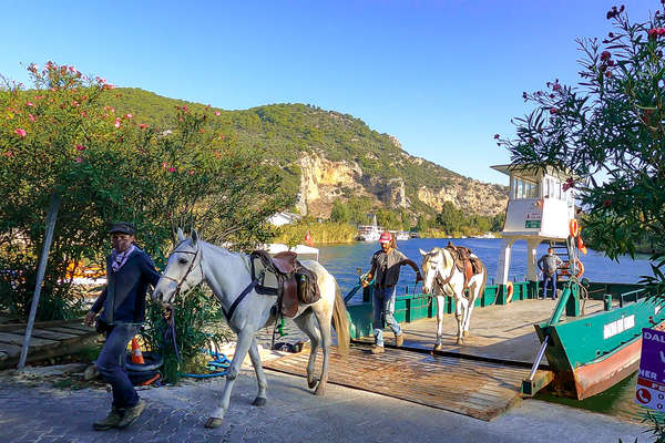 Riders leading their horses in Turkey