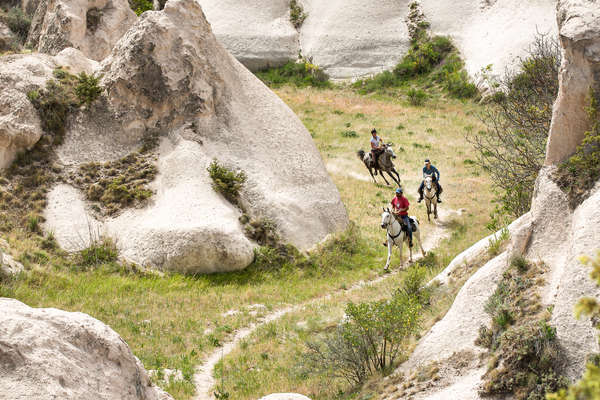 Riders on a fast riding holiday in Cappadocia in Turkey