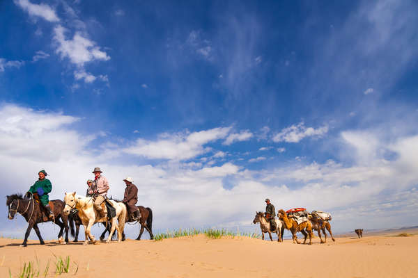 Riders on a trail ride in Mongolia