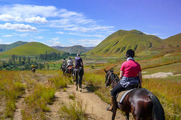 Riders on a trail ride through Madagascar