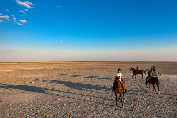 Riding safari in the Kalahari, Botswana
