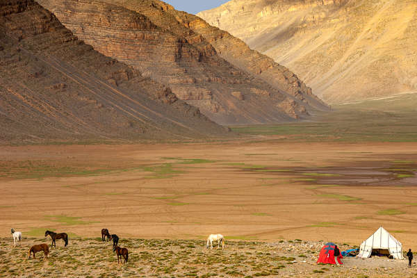 Setting up camp in the Atlas mountains on a riding holiday