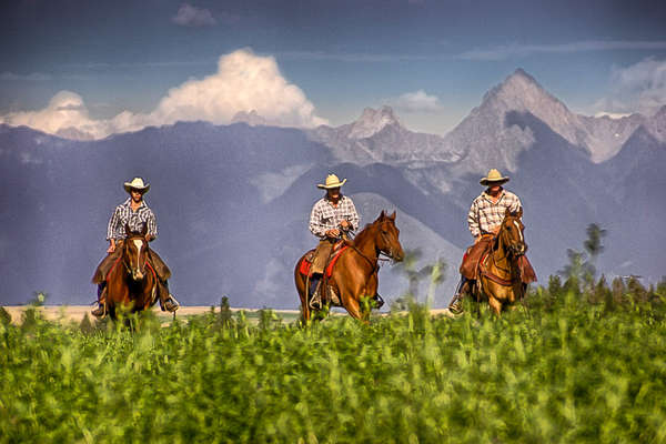 Three riders on a ranch holiday in Canada