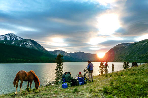 Trail riders getting their camp ready in Canada