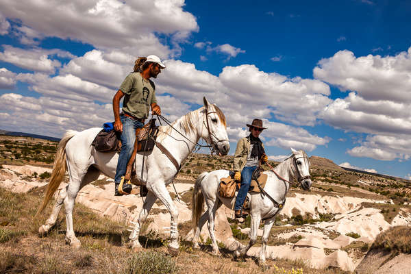 Trail riding guide Nicolas with a guest at Kapadokya Ranch